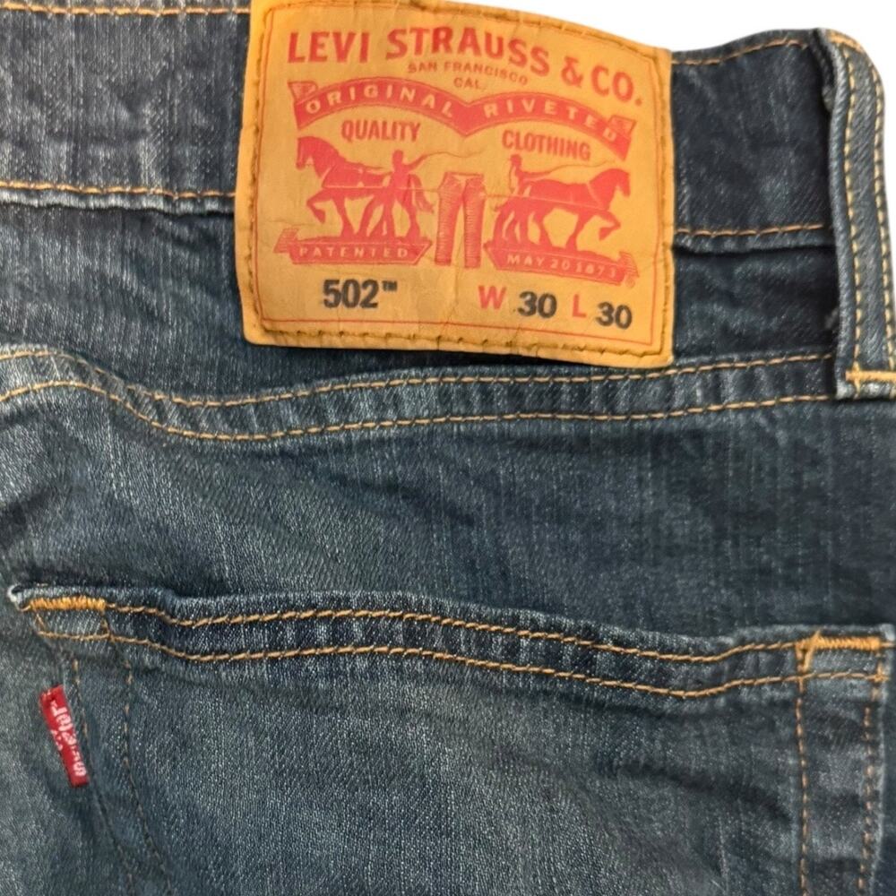 Levi’s 502 Taper Flex Jeans W30 L30 Dark Wash Water<Less Men’s Denim - Picture 4 of 7